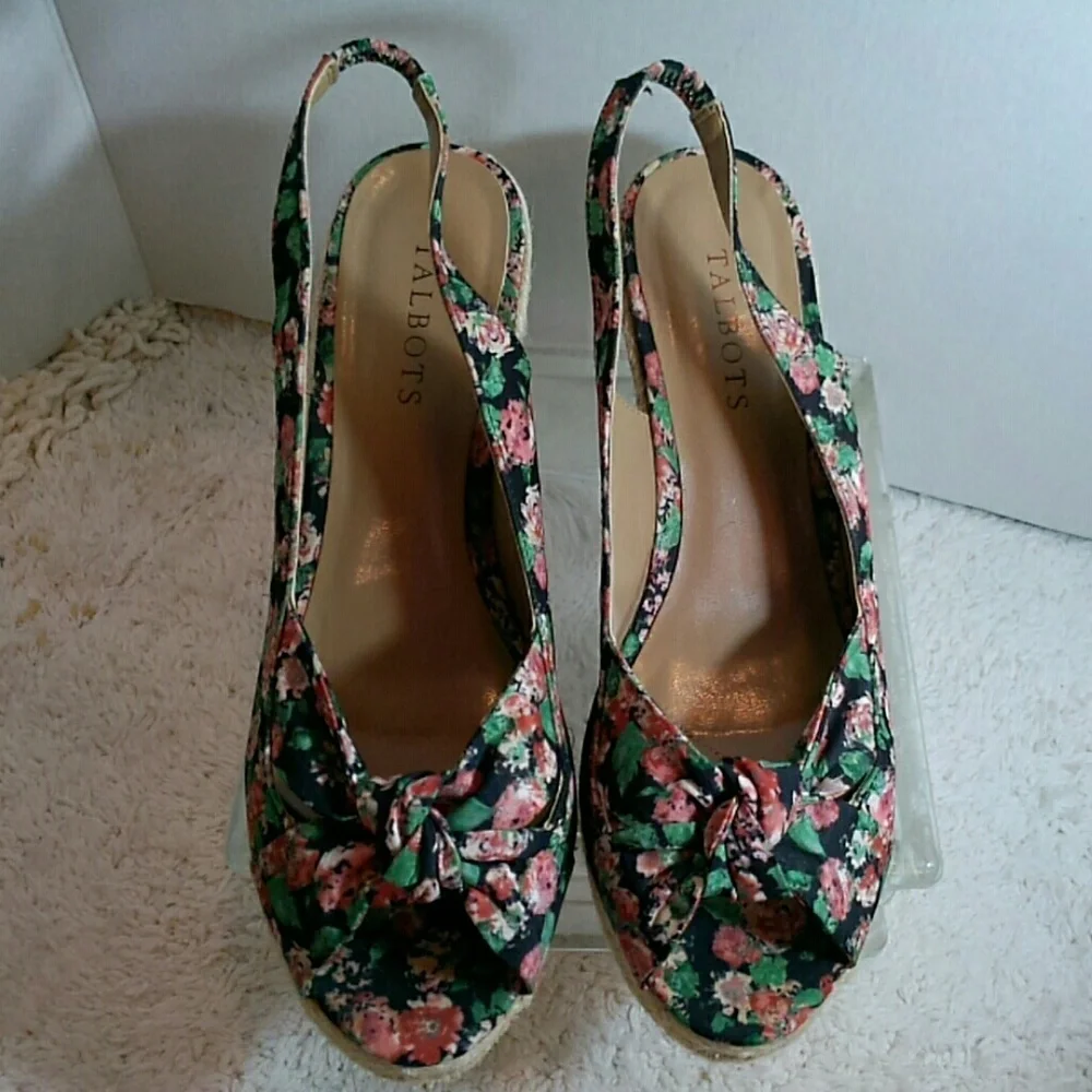 Talbots floral wedge espadrilles